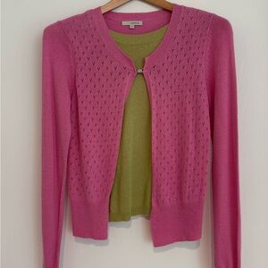 Cashmere blend Pink Eyelet-Detail Cropped Cardigan